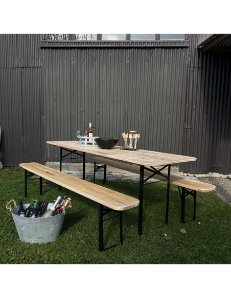 Ensemble brasserie table + 2 bancs