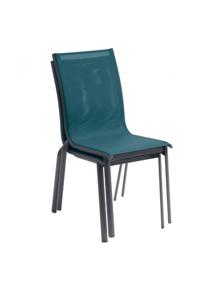 Chaise empilable axant Anthracite / Bleu Canard - Hespéride