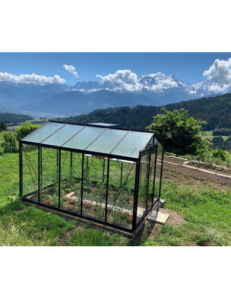 Serre de jardin R205 Blackline 8.6 m² en verre trempé sécurit