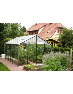 Serre de jardin R307H 15.88 m² en verre trempé sécurit - Aluminium naturel