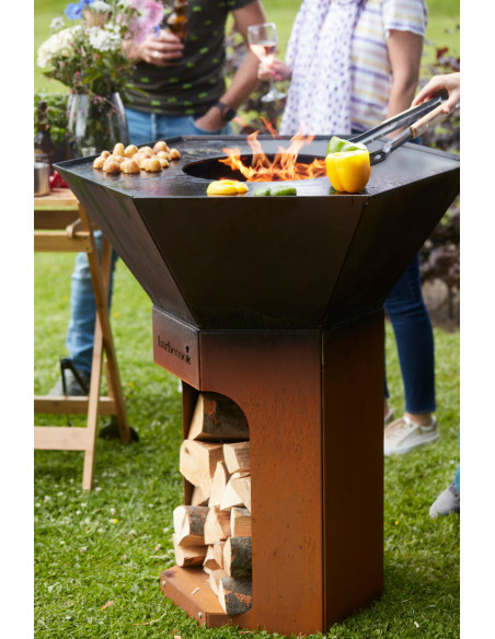 Brasero barbecue Nestor Original au bois en acier corten
