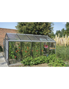 Serre de jardin R205 8.61 m² en verre trempé sécurit - Aluminium naturel