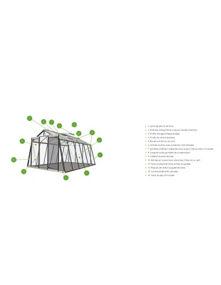 Serre de jardin victorienne 306 en verre trempé sécurit 4 mm