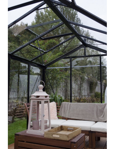 Orangerie Babette 15.4 m² laquée RAL9005 en verre trempé sécurit