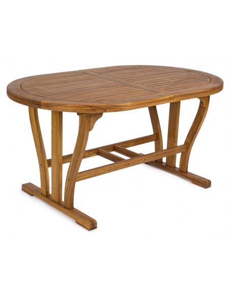 Table ovale extensible NOEMI - Bois d'acacia - 150/200 X 90 cm - BIZZOTTO