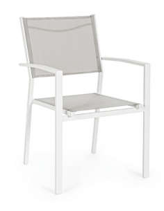 Achat Fauteuil empilable HILDE - Aluminium et textilène - Blanc Cloud - BIZZOTTO