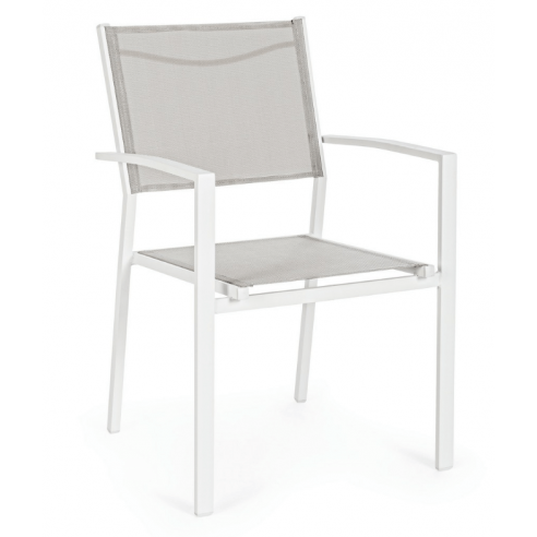 Achat Fauteuil empilable HILDE - Aluminium et textilène - Blanc Cloud - BIZZOTTO