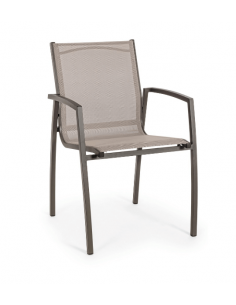 Achat Fauteuil HILLA empilable - Aluminium - Café - BIZZOTTO