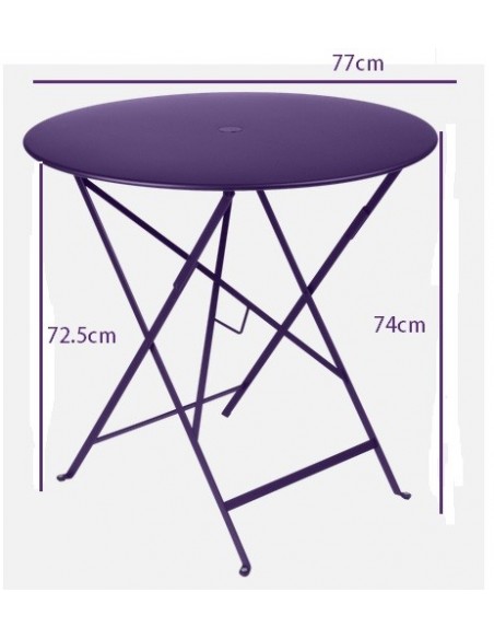 Taille Table pliante métal ronde Ø77cm Bistro - 4 places - Fermob