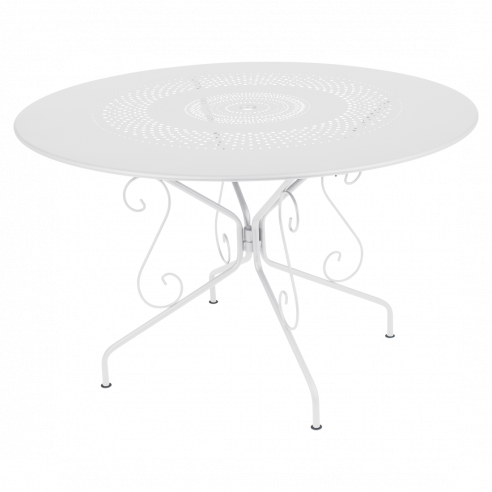 Table de jardin Montmartre D.117 cm - Métal ronde - blanc coton