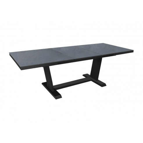 Table extensible Amber - 180/240x100x76 Alu/HPL - Graphite/Ardoise oceo proloisirs