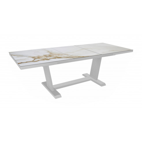 Table Amber extensible 180/240x100 - Alu/Kedra - Blanc/Praline proloisirs océo