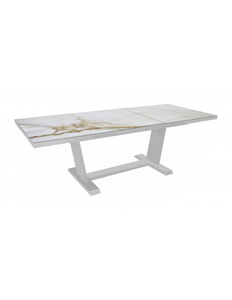 Table Amber extensible 180/240x100 - Alu/Kedra - Blanc/Praline proloisirs océo