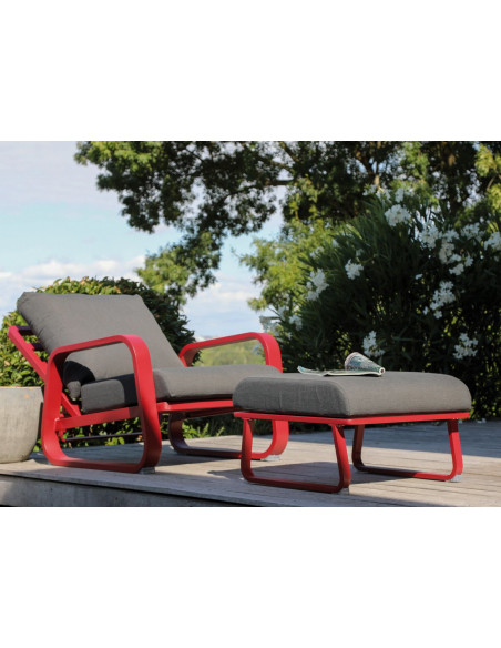 Fauteuil sofa Antonino en aluminium - Rouge / Gris