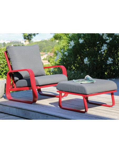 Fauteuil sofa Antonino en aluminium - Rouge / Gris