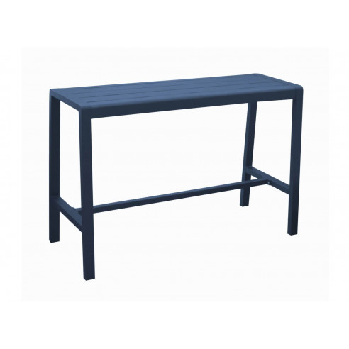 Table haute Antonino - 160 x 66 cm Aluminium/Lattes - Bleu oceo proloisirs