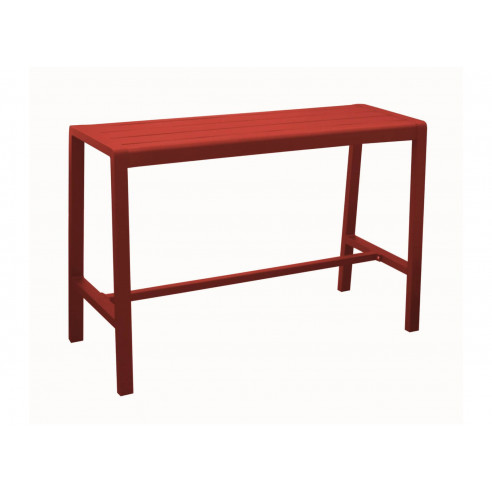 Table haute Antonino - 160 x 66 cm Aluminium/Lattes - Rouge océo proloisirs