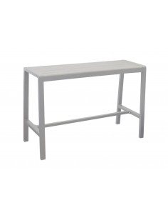 Table haute Antonino - 160 x 66 cm Aluminium/Lattes - Blanc océo proloisirs