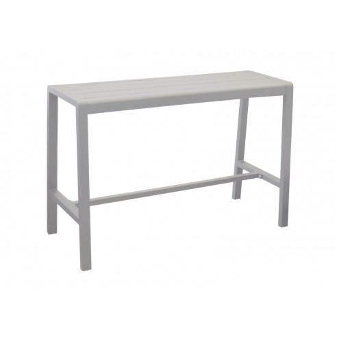 Table haute Antonino - 160 x 66 cm Aluminium/Lattes - Blanc océo proloisirs