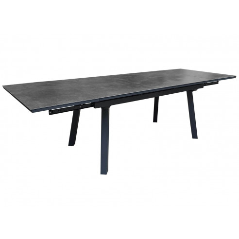 Table de jardin extensible Agra -150/200/250 x 90 cm - Alu/Céramique - Graphite alizé proloisirs