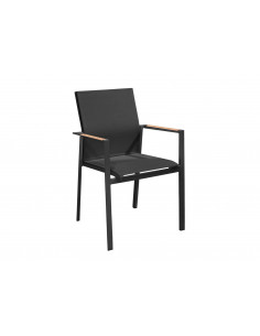 Fauteuil de jardin Delia Empilable - Alu/Tpep/Acc - Graphite/noir proloisirs