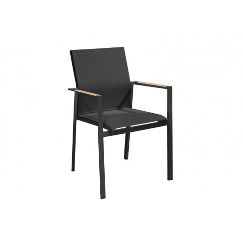 Fauteuil de jardin Delia Empilable - Alu/Tpep/Acc - Graphite/noir proloisirs