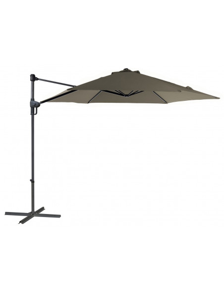 Parasol déporté en acier push up 300/6 - Taupe - PROLOISIRS