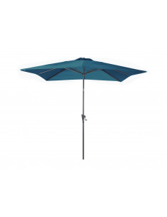 Parasol en aluminium droit 2.5 X 2.5 inclinable à manivelle - Bleu