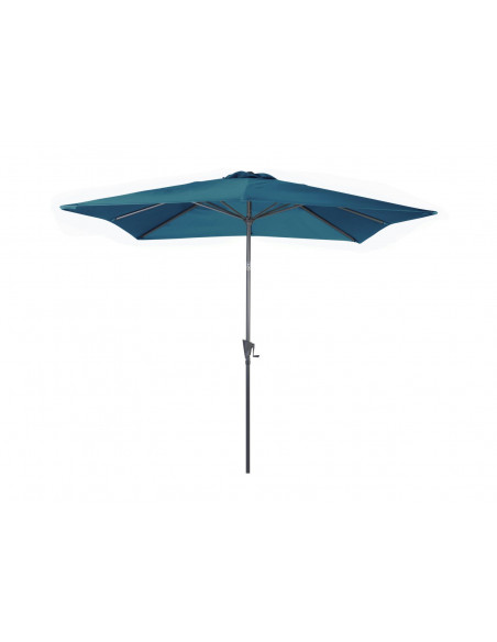 Parasol en aluminium droit 2.5 X 2.5 inclinable à manivelle - Bleu