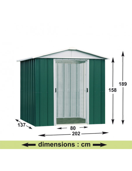 Abri de jardin métal 2.8 m² Vert sapin au choix - Trigano Jardin