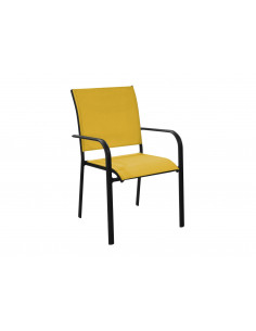 Fauteuil empilable ELEGANCE - Aluminium et TPEP  - Graphite / moutarde - PROLOISIRS