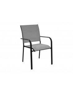 Fauteuil empilable ELEGANCE - Aluminium et TPEP - Graphite / Perle - PROLOISIRS