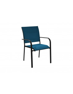 Fauteuil empilable ELEGANCE - Aluminium et TPEP - Graphite / Bleu