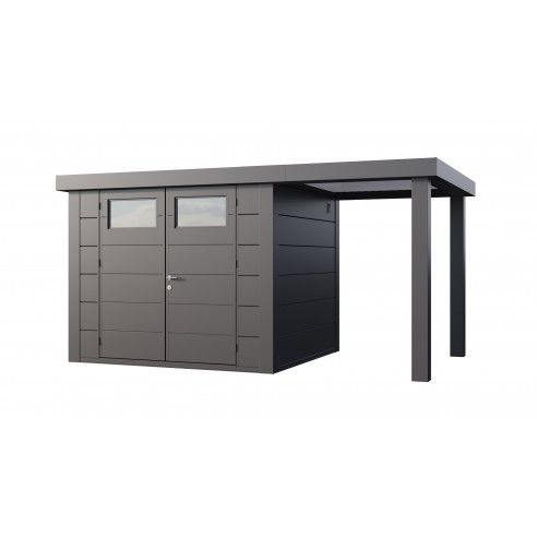 Abri de jardin Eleganto / Classico 2724 Anthracite avec Lounge small ouvert à droite - Telluria