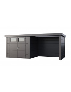 Abri de jardin Eleganto / Classico 2724 Anthracite avec Lounge small fermé à droite - Telluria