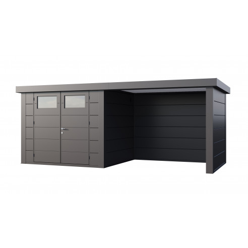 Abri de jardin Eleganto / Classico 2724 Anthracite avec Lounge small fermé à droite - Telluria