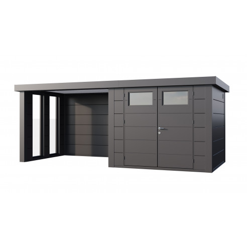 Abri de jardin Eleganto / Classico 2724 avec Lounge small fermé à gauche + 2 fenêtres - Telluria