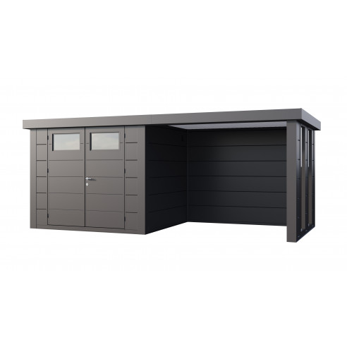 Abri de jardin Eleganto / Classico 2724 Anthracite avec Lounge small fermé à droite + 2 fenêtres - Telluria