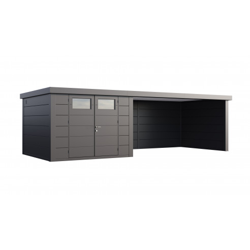 Abri de jardin Eleganto / Classico 3030 Anthracite avec Lounge XL à droite - Telluria