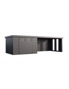 Abri de jardin Eleganto / Classico 3030 Anthracite avec Lounge XL à droite + 2 fenêtres - Telluria