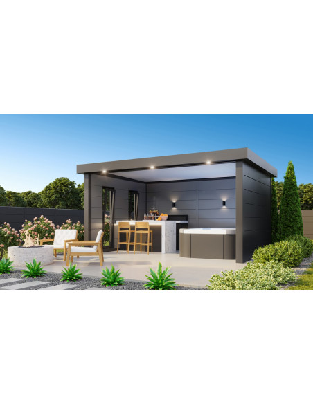 Auvent de jardin Singolo 4836 + 2 fenêtres - Anthracite - Telluria