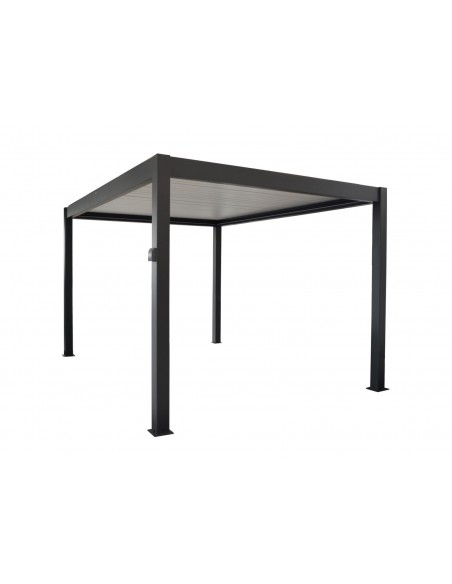 Achat Tonnelle Bioclimatique ZEPHIR 3x4M - Aluminium - Lames motorisées - Gris - PROLOISIRS