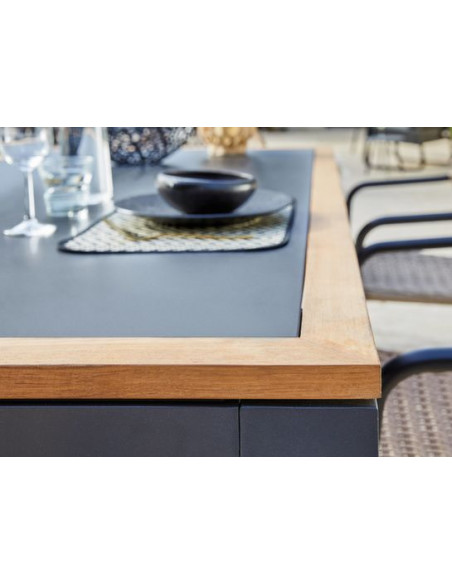 Achat Table TORINO 192x102 cm - Aluminium et céramique - Graphite / Teck / Black boreal - PROLOISIRS