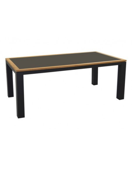 Achat Table TORINO 192x102 cm - Aluminium et céramique - Graphite / Teck / Black boreal - PROLOISIRS