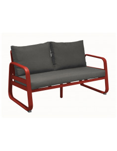 Canapé sofa TONIO 2.5 PL an aluminium - Rouge / Chiné gris  - PROLOISIRS