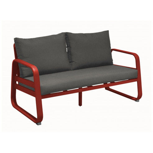 Canapé sofa TONIO 2.5 PL an aluminium - Rouge / Chiné gris  - PROLOISIRS