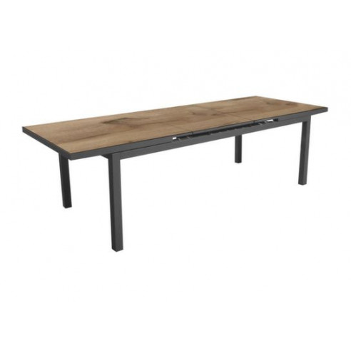 Achat Table extensible TERAMO - Aluminium - 180 / 240 x 90 - Graphite / Chêne - PROLOISIRS