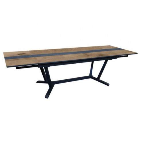 Achat Table GALLEO - 6 à 10 personnes - Aluminium et HPL - Graphite / Chêne - PROLOISIRS