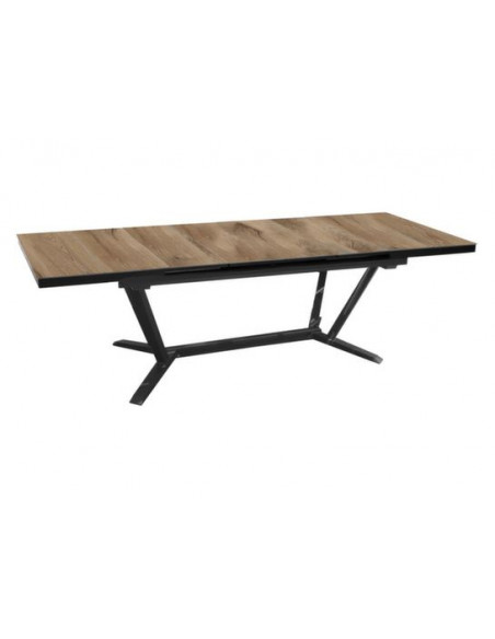 Achat Table VITA - 8 à 10 personnes - Allonge auto-élévatrice - Aluminium et HPL - Graphite / Chêne