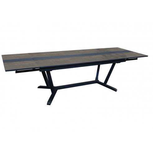 Table GALLEO 180/230/280x100 en ALU/HPL/LATTES ALU - Graphite / Bambou